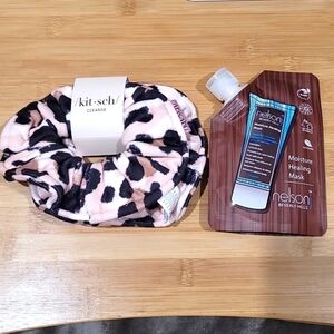 Healing Hair Combo Set ✦ Coconut Moisture Mask ✦ 2 Leopard Towel Scrunchies NWT